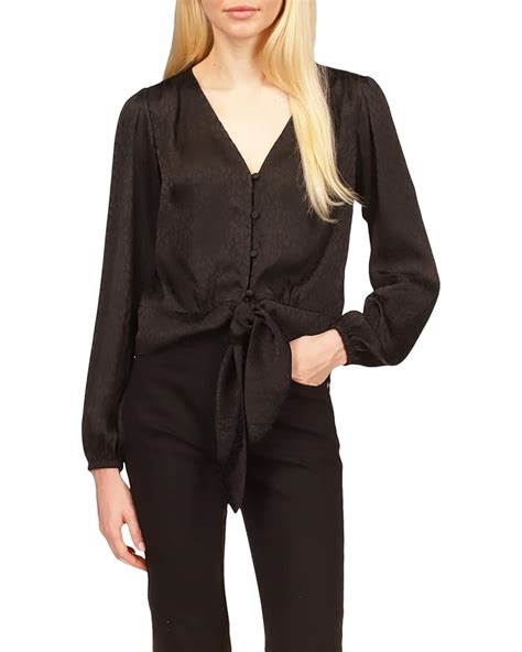 michael michael kors nava tie detail textured top black|Michael Kors designer tops black.